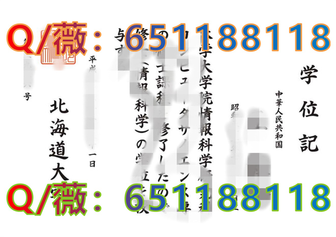 日本北海道大学学位记样本|Hokkaido University diploma|定制日本大学文凭