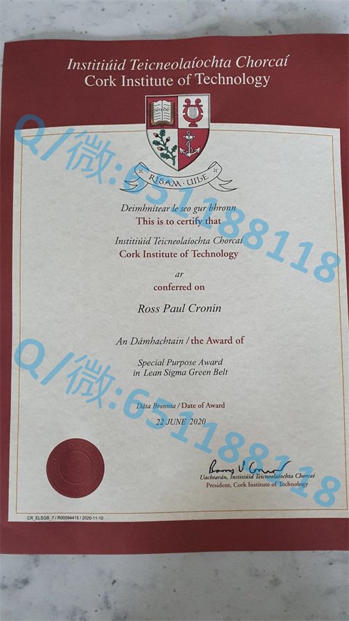 科克理工学院毕业证、文凭、成绩单、学位证书制作|Cork Institute of Technology diploma|爱尔兰CIT文凭样本